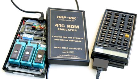 HPP-16K EPROM Emulator connected to HP-41 Calculator