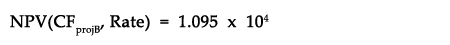 Results for project B, NPV