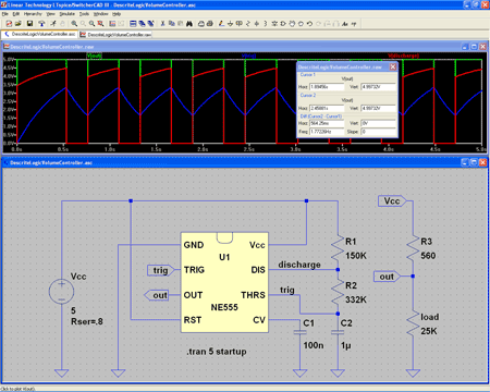 LTspice/SwitcherCAD III circuit diagram and waveforms